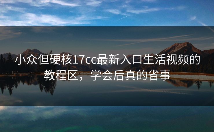 小众但硬核17cc最新入口生活视频的教程区，学会后真的省事